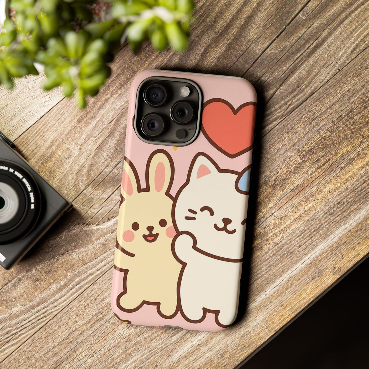 Cute Animal Phone Case -Tough Cases with Bunny and Cat Design, Kawaii Gift for Kids, Birthday, Everyday Use, Phone Accessories, teenage girl