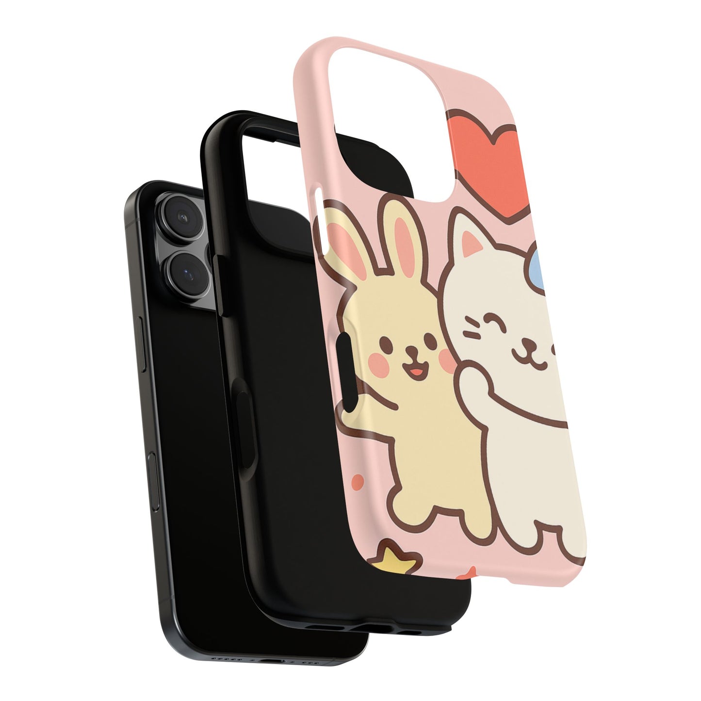 Cute Animal Phone Case -Tough Cases with Bunny and Cat Design, Kawaii Gift for Kids, Birthday, Everyday Use, Phone Accessories, teenage girl