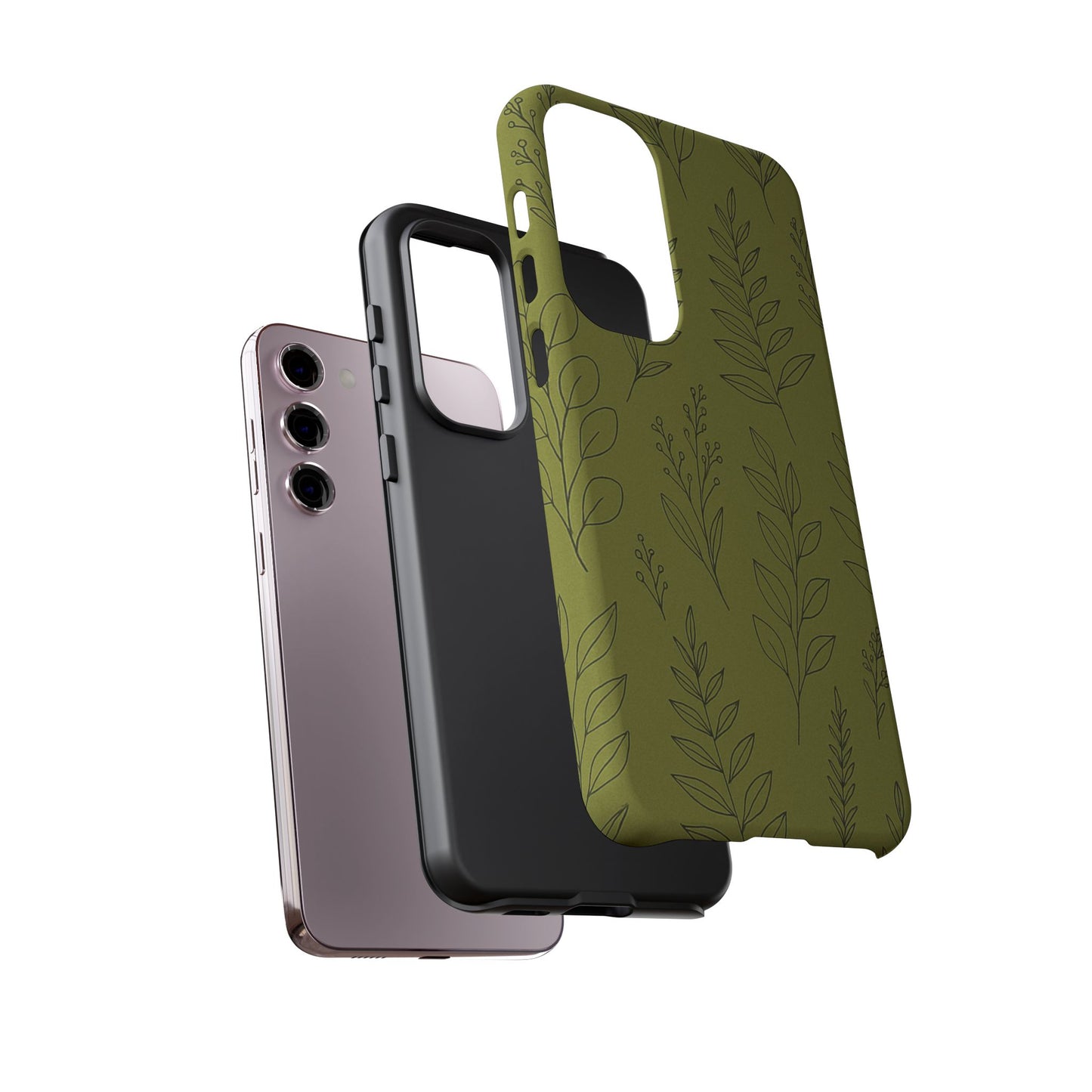 Stylish Phone Case, Botanical Design, Tough Phone Cover, Green Floral Case, Nature Inspired Gift, Eco-Friendly Accessory