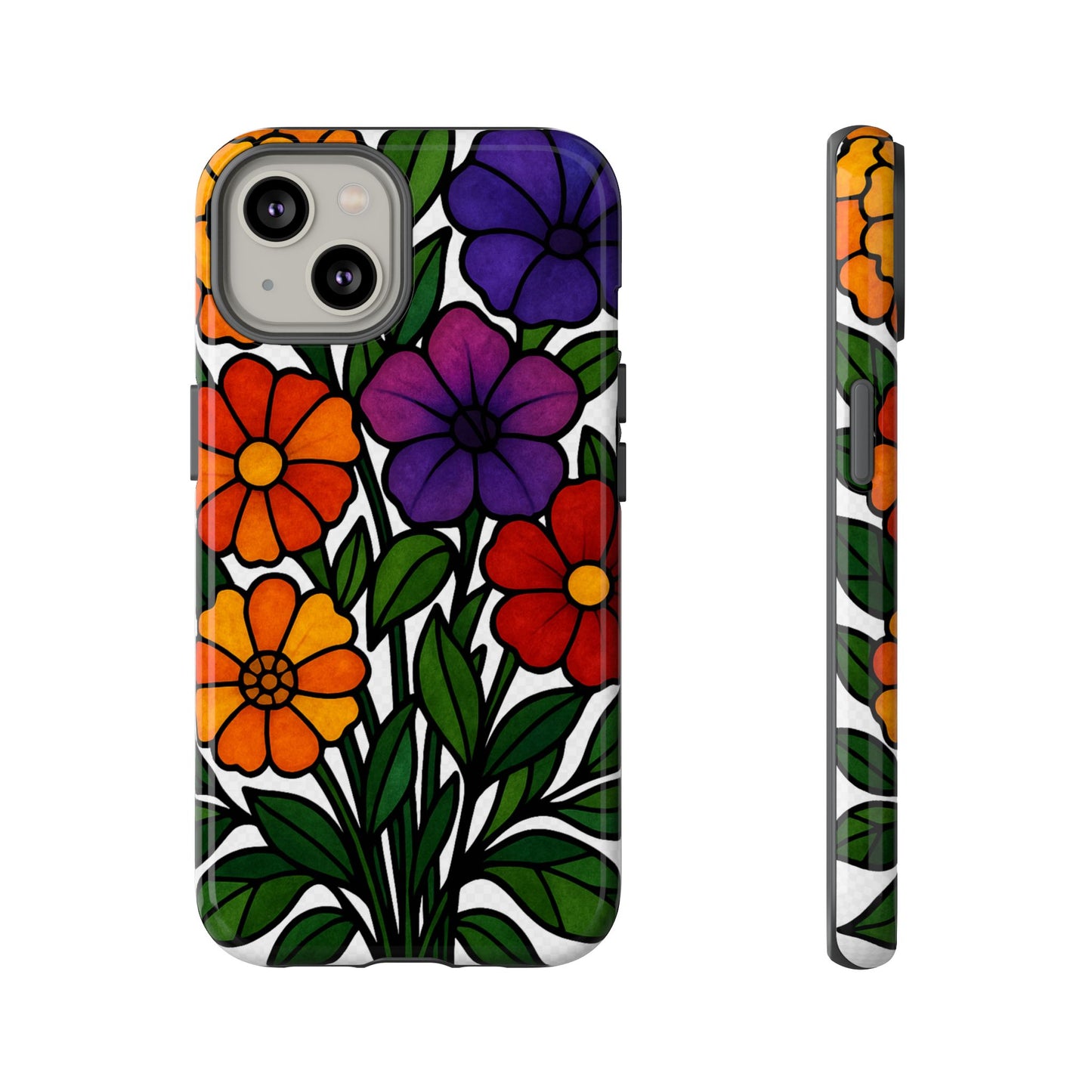 Floral Phone Case, Tough Cases with Colorful Flower Design, Gift for Flower Lovers, Summer Accessories, Trendy Phone Cover