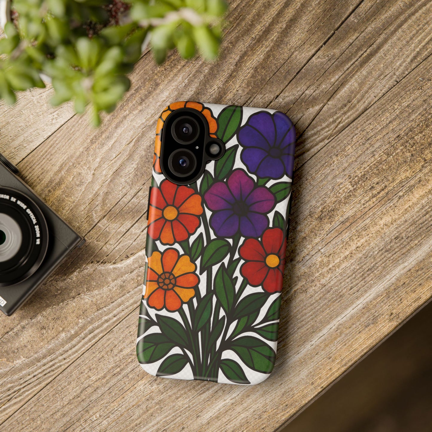 Floral Phone Case, Tough Cases with Colorful Flower Design, Gift for Flower Lovers, Summer Accessories, Trendy Phone Cover