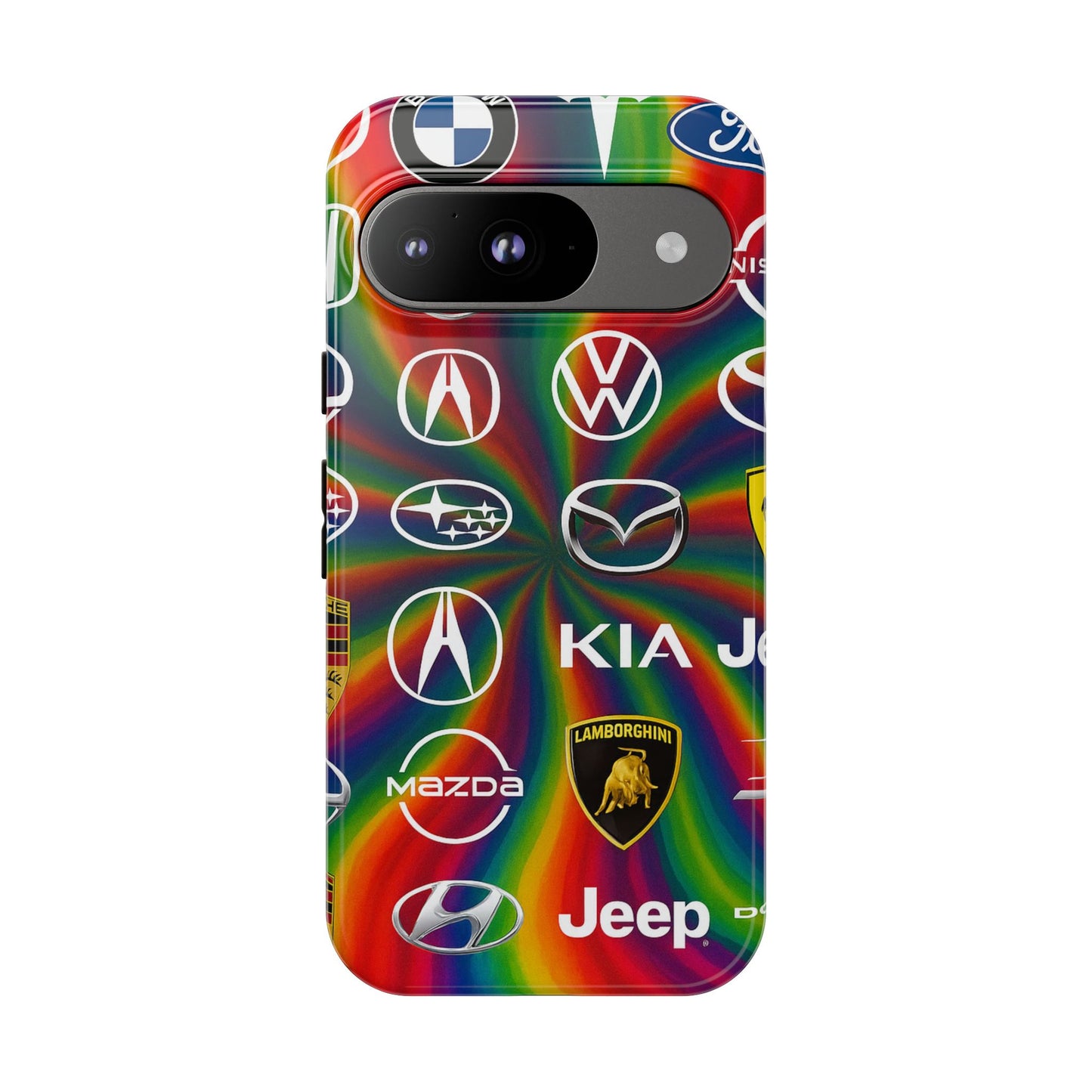 Colorful Car Logos Phone Case - Vibrant Tough Cases for Auto Enthusiasts, Unique Gift for Birthdays, Car Events, and Holidays