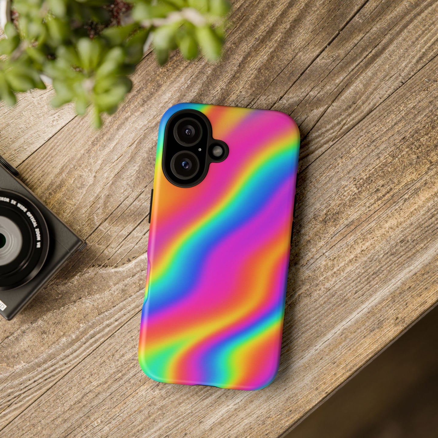 Rainbow Wavy Phone Case - Colorful Tough Cases for Stylish Protection, LGBTQ+ Pride Gift, Trendy Phone Accessory, Birthday, Holiday Present