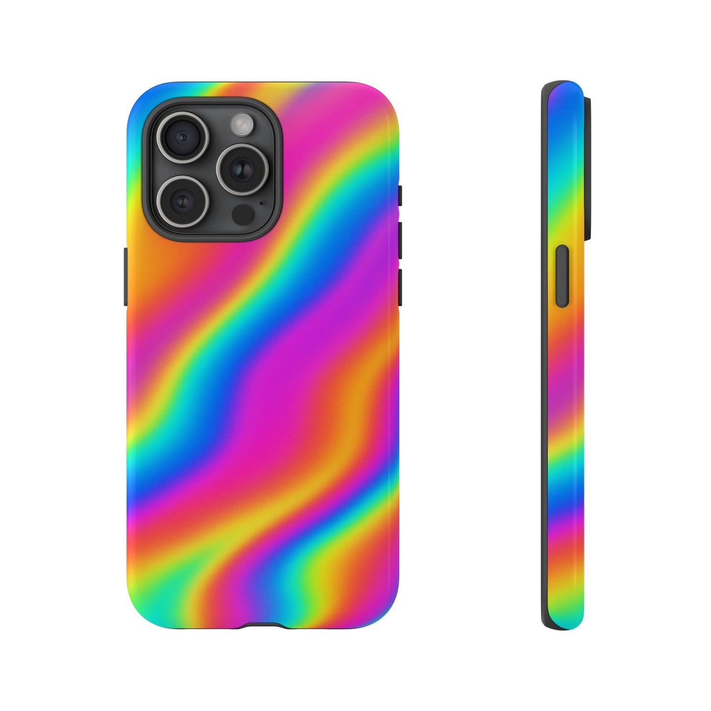 Rainbow Wavy Phone Case - Colorful Tough Cases for Stylish Protection, LGBTQ+ Pride Gift, Trendy Phone Accessory, Birthday, Holiday Present