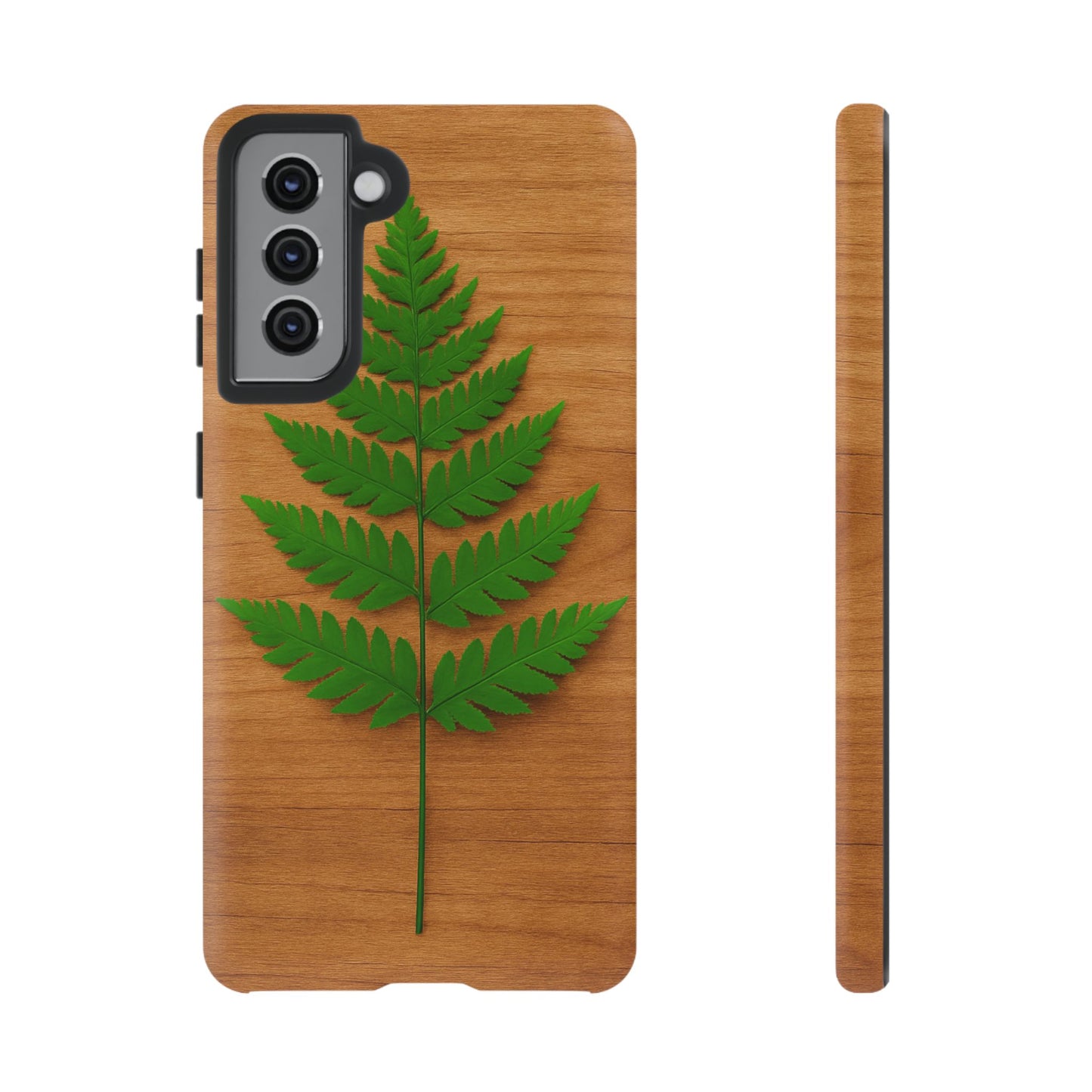 Wooden Fern Phone Case - Eco-Friendly Tough Cases for Nature Lovers, Unique Gift, Customizable Design, Nature-Themed Accessories