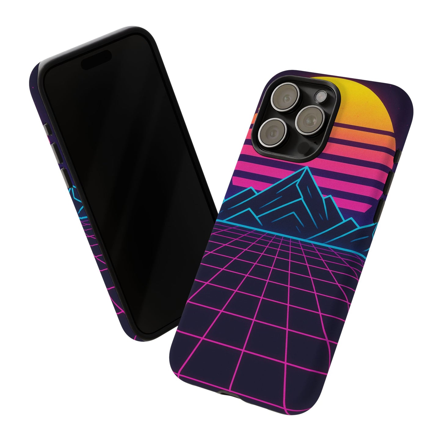 Retro Sunset Phone Case, Vintage Neon Case, 80s Aesthetic Cover, Gift for Tech Lovers, Unique Phone Accessories