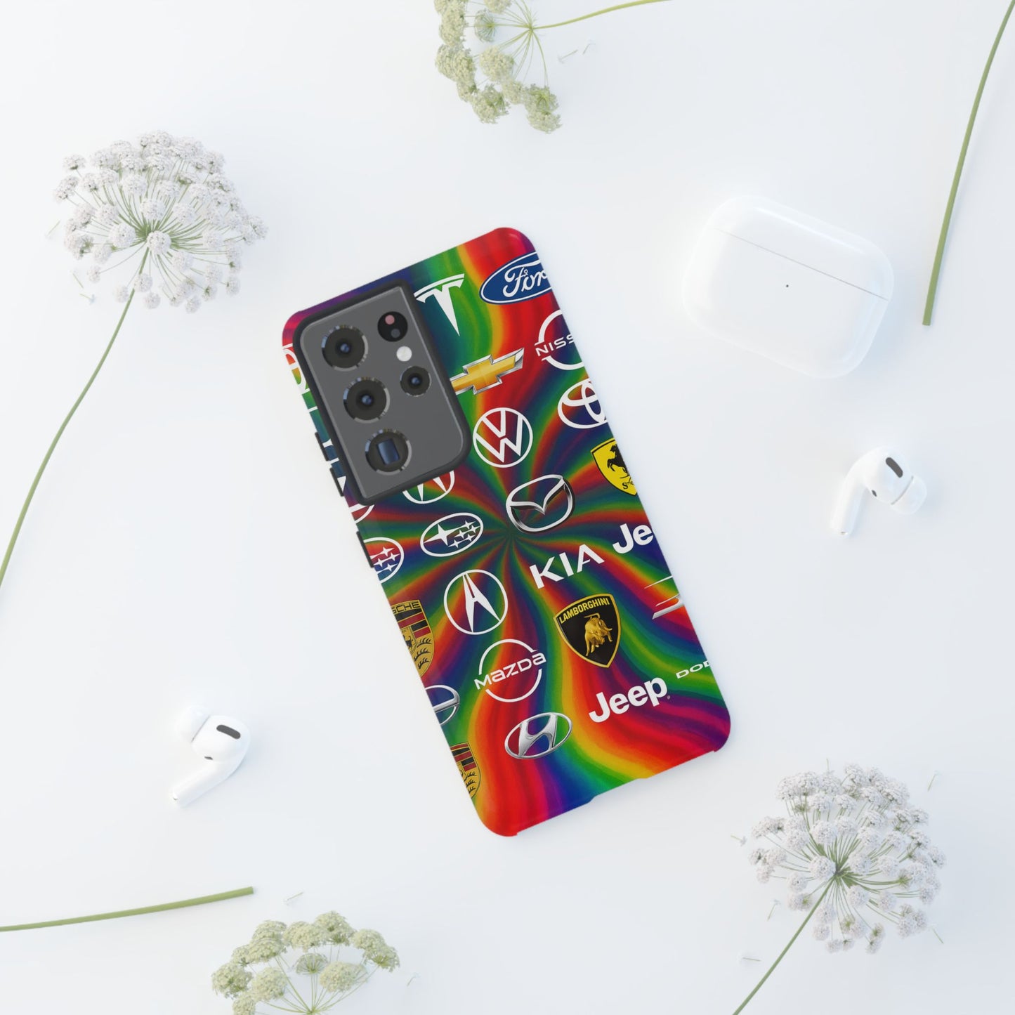 Colorful Car Logos Phone Case - Vibrant Tough Cases for Auto Enthusiasts, Unique Gift for Birthdays, Car Events, and Holidays