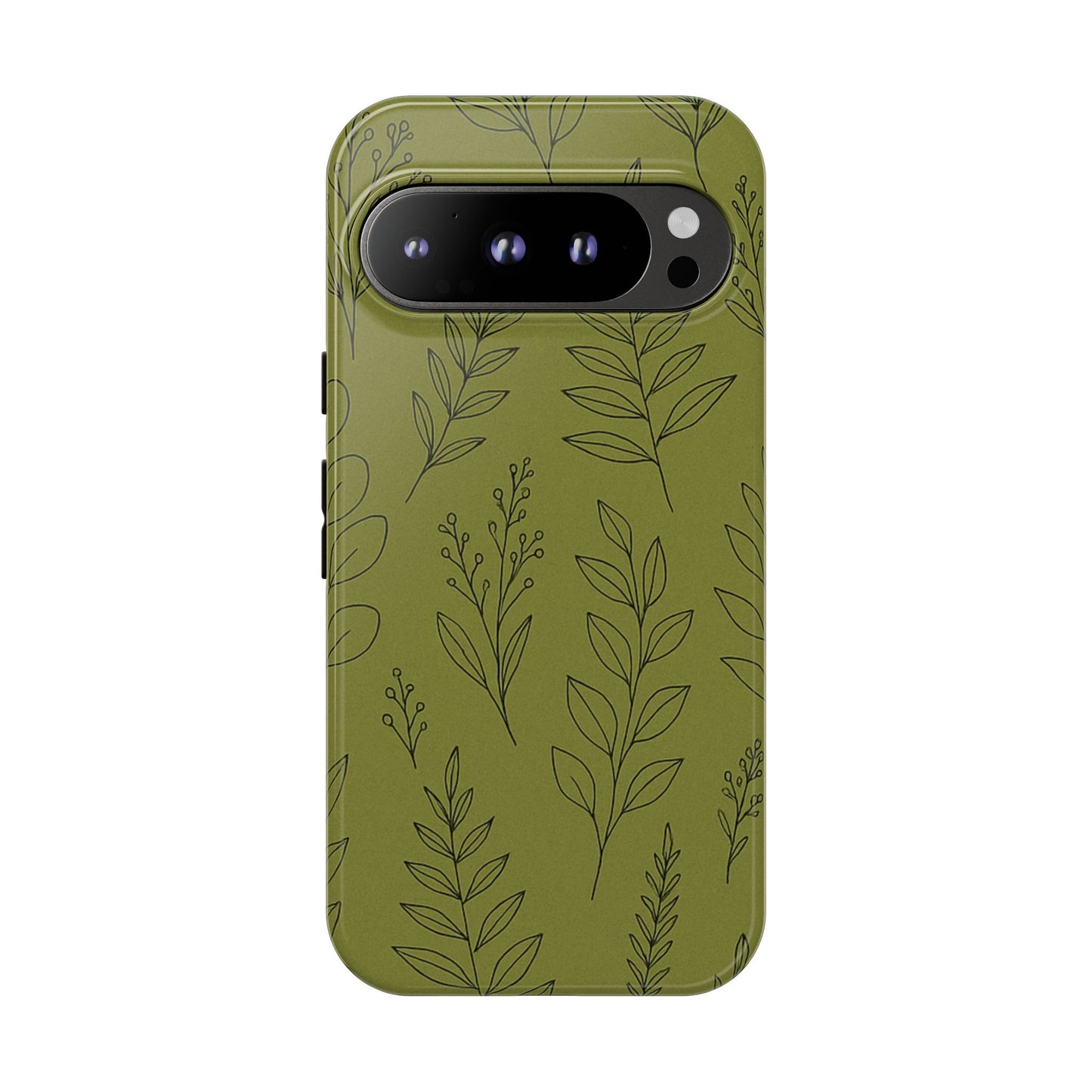 Stylish Phone Case, Botanical Design, Tough Phone Cover, Green Floral Case, Nature Inspired Gift, Eco-Friendly Accessory
