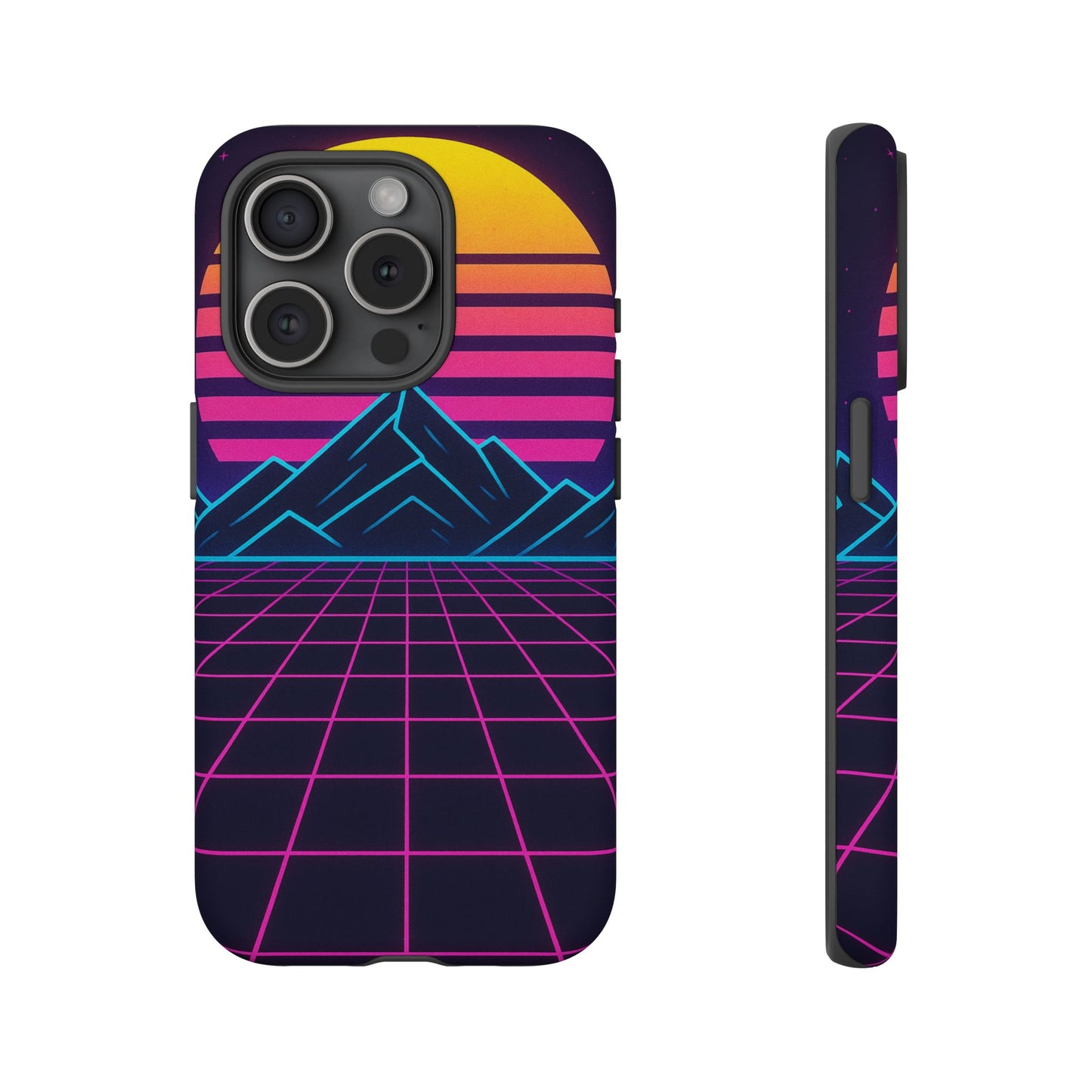 Retro Sunset Phone Case, Vintage Neon Case, 80s Aesthetic Cover, Gift for Tech Lovers, Unique Phone Accessories