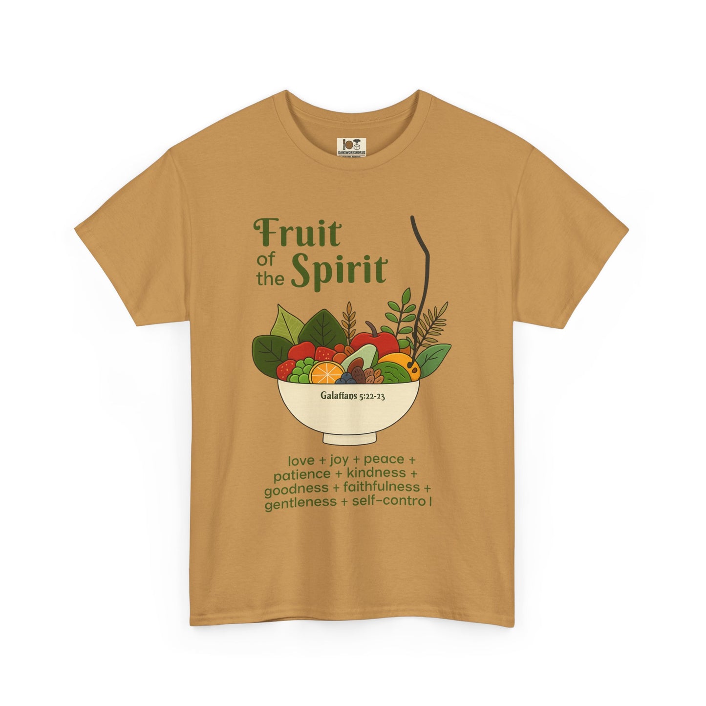 Spiritual Fruit Tee, Unisex Heavy Cotton Shirt, Motivational Gift for Christians, Faith Inspired Apparel, Kindness & Peace Shirt