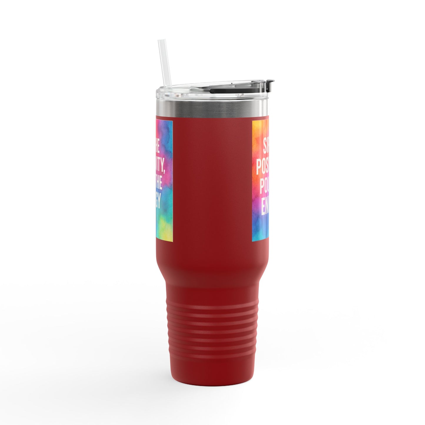 Vibrant Insulated Travel Mug | Sip the Positivity Mug, Hot Beverage Cup, Custom Drink Container, Colorful Tumblers, Travel Coffee Cup