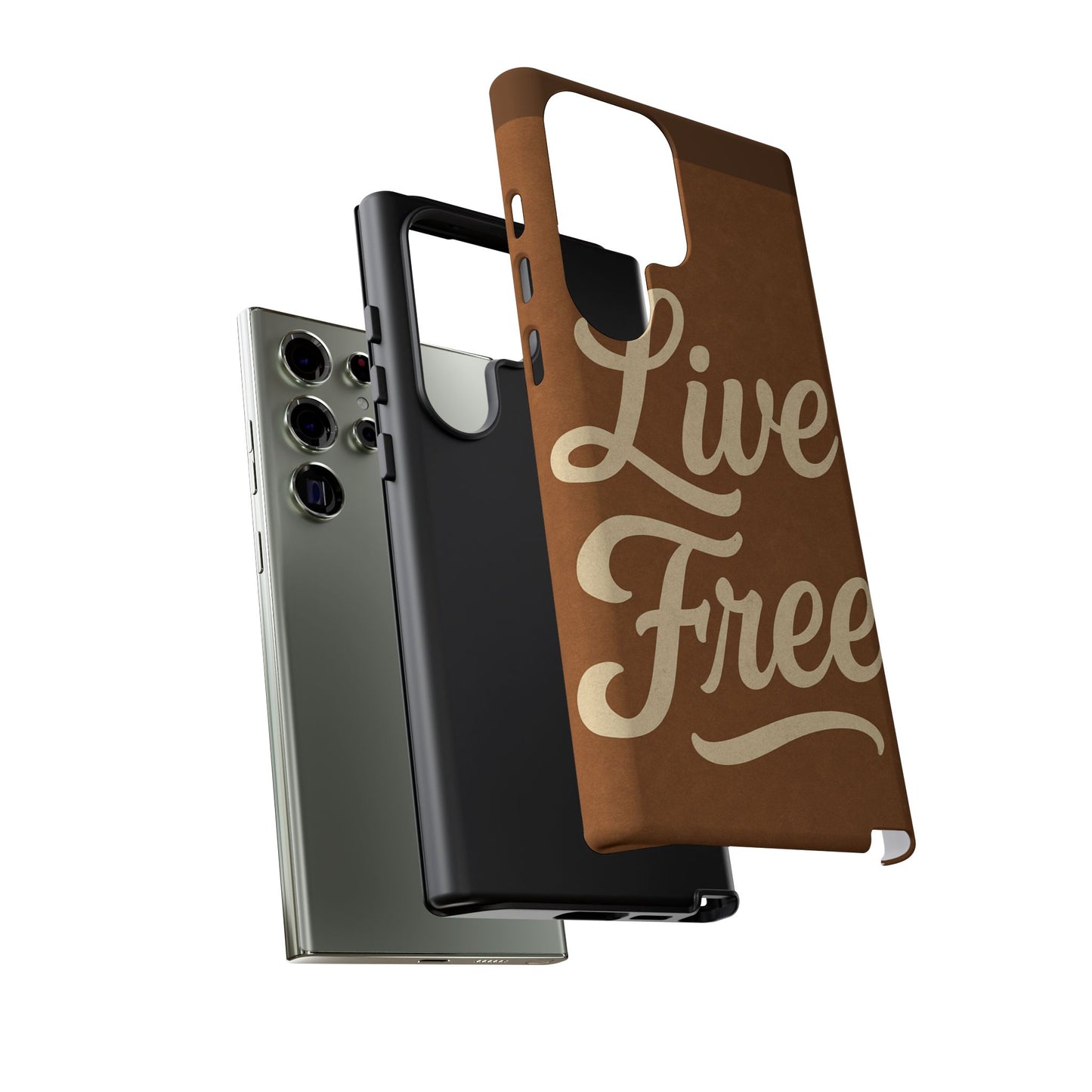 Live Free Phone Case, Tough Cases, Inspirational Phone Accessories, Gift for Adventurers, Customizable Design, Unique Tech Gifts