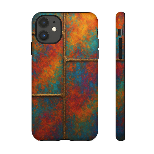 Colorful Textured Phone Case, Vibrant iPhone Cover, Tough Protective Shell, Unique Mobile Accessory, Artisan Phone Protection