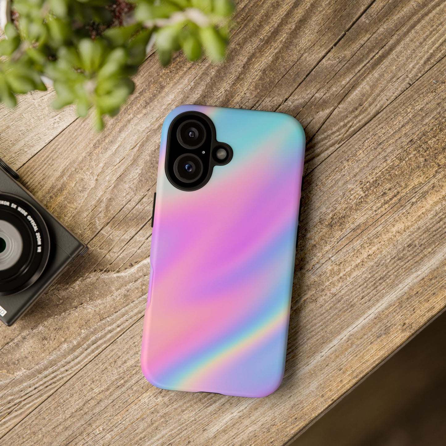Colorful Holographic Phone Case, Tough Cases for iPhone, Trendy Phone Cover, Unique Gift for Her, Pastel Phone Accessory