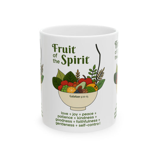 Inspirational Ceramic Mug, Fruit of the Spirit Gift, Christian Coffee Cup, 11oz, 15oz, Encouragement Mug, Religious Kitchenware