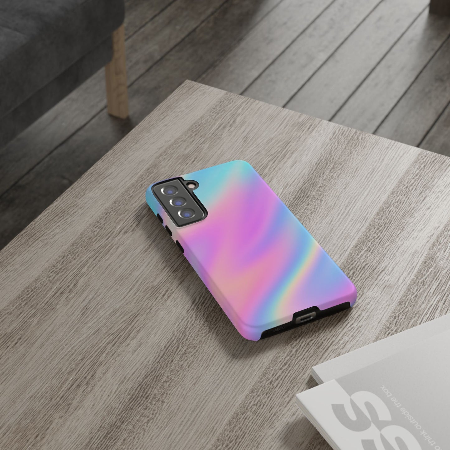 Colorful Holographic Phone Case, Tough Cases for iPhone, Trendy Phone Cover, Unique Gift for Her, Pastel Phone Accessory