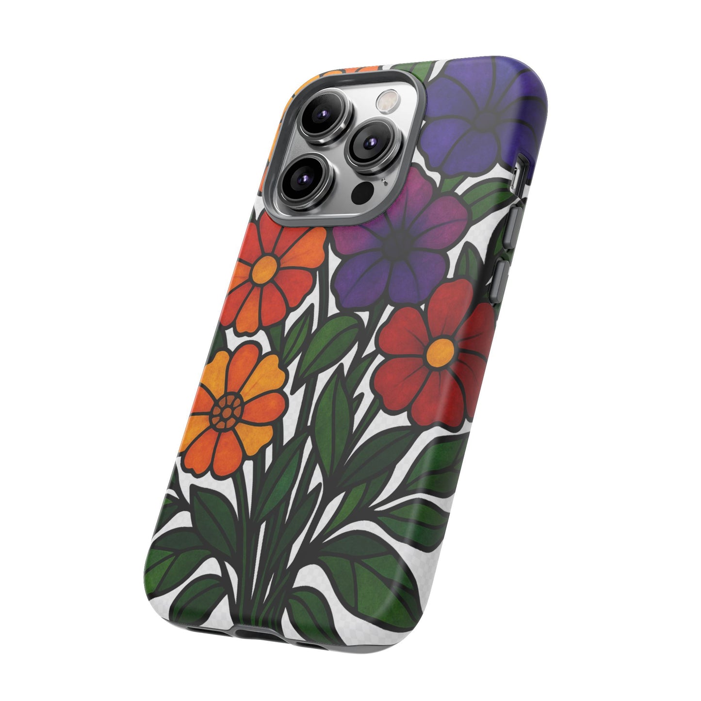 Floral Phone Case, Tough Cases with Colorful Flower Design, Gift for Flower Lovers, Summer Accessories, Trendy Phone Cover