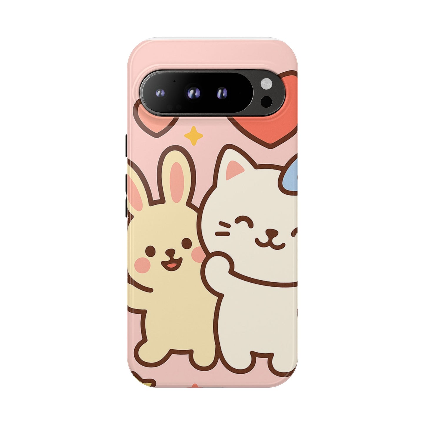 Cute Animal Phone Case -Tough Cases with Bunny and Cat Design, Kawaii Gift for Kids, Birthday, Everyday Use, Phone Accessories, teenage girl