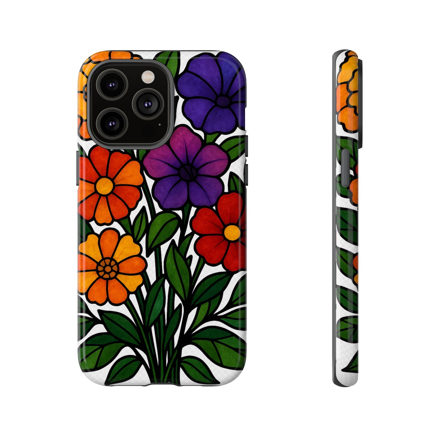 Floral Phone Case, Tough Cases with Colorful Flower Design, Gift for Flower Lovers, Summer Accessories, Trendy Phone Cover
