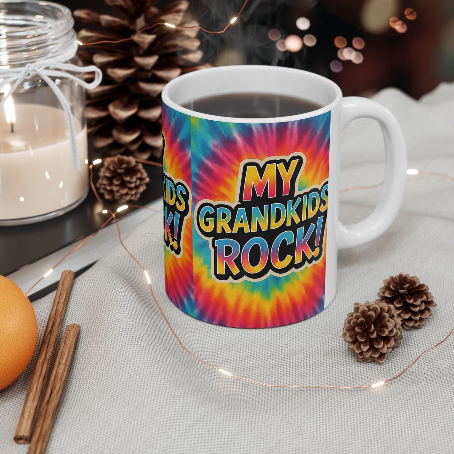 Colorful Grandkids Rock Ceramic Mug - Perfect Gift for Grandparents, Family Gatherings, Birthdays, Mother's Day, Fun Vibes