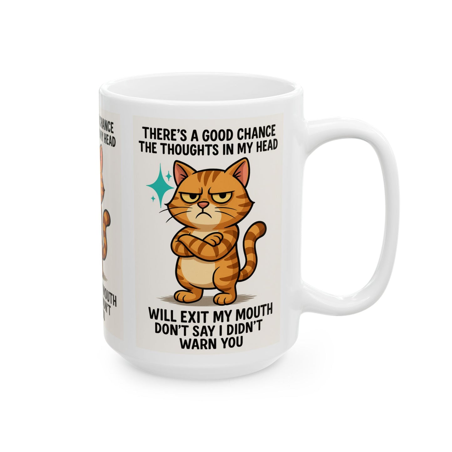 Sassy Cat Ceramic Mug: Quirky Gift for Cat Lovers, Funny Coffee Cup, Unique Birthday Present, Perfect for Pet Owners