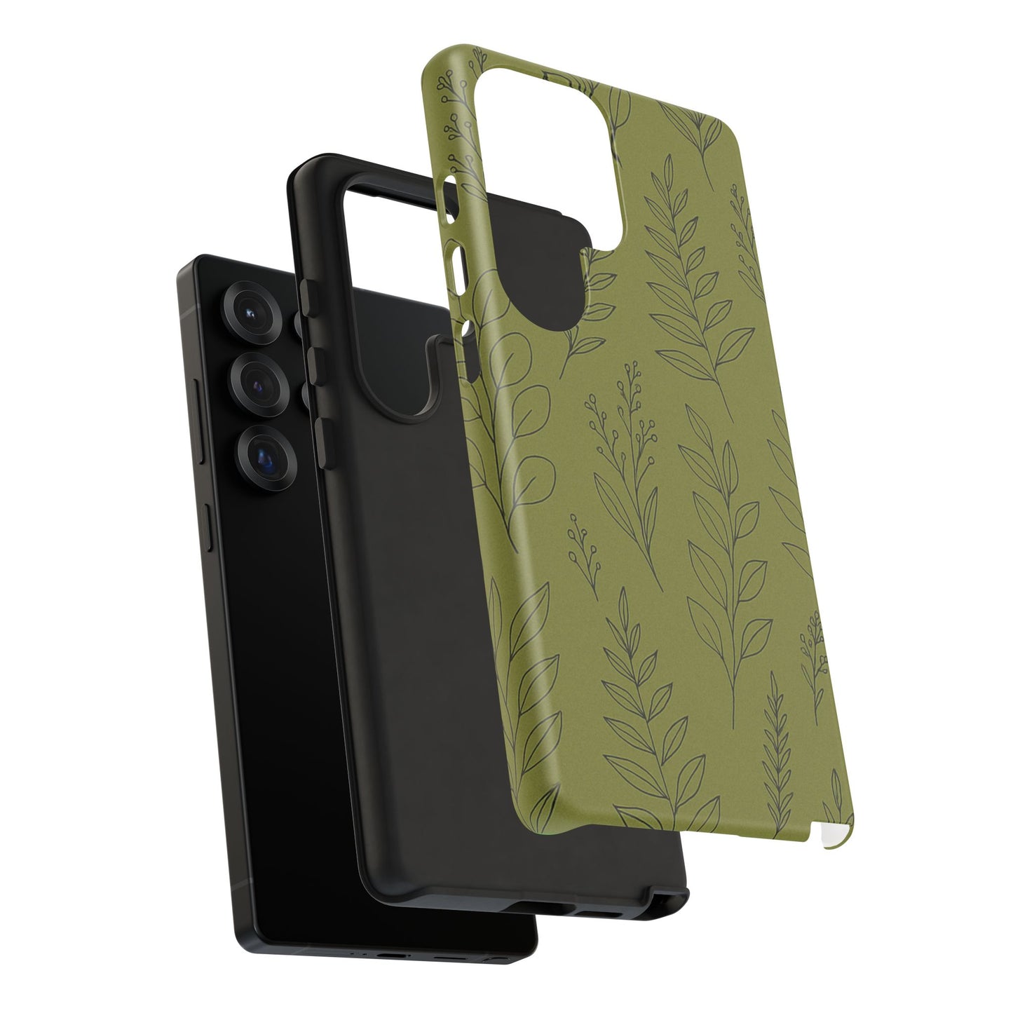 Stylish Phone Case, Botanical Design, Tough Phone Cover, Green Floral Case, Nature Inspired Gift, Eco-Friendly Accessory