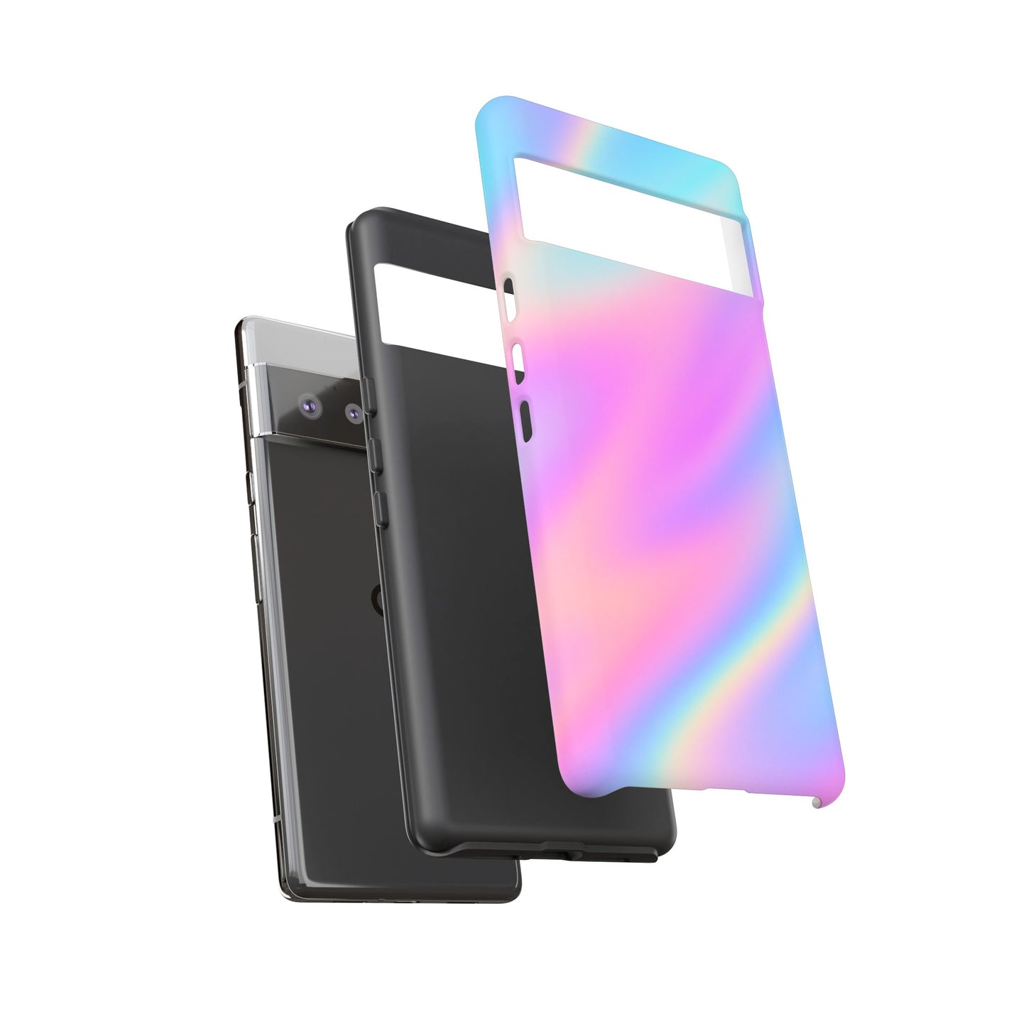 Colorful Holographic Phone Case, Tough Cases for iPhone, Trendy Phone Cover, Unique Gift for Her, Pastel Phone Accessory