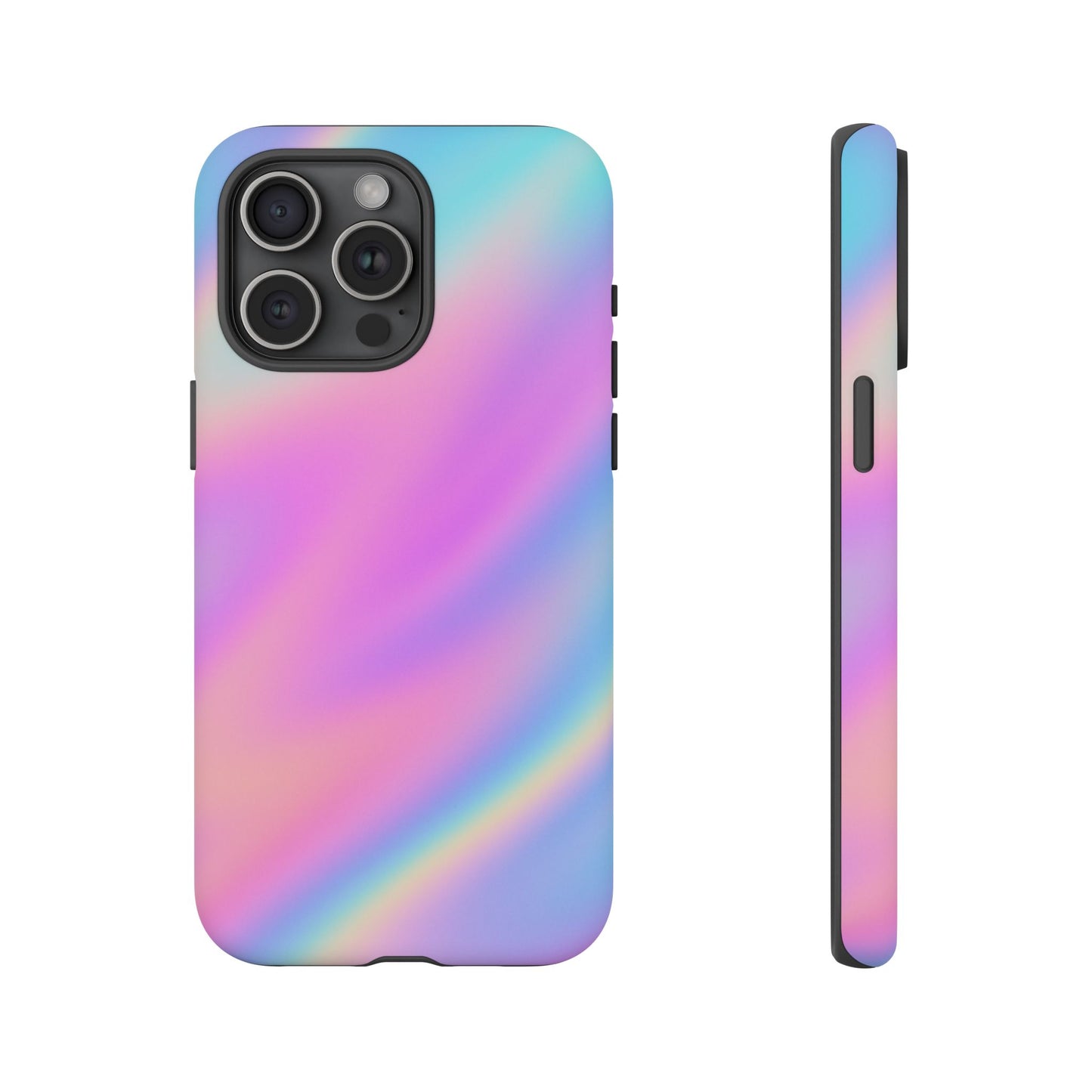 Colorful Holographic Phone Case, Tough Cases for iPhone, Trendy Phone Cover, Unique Gift for Her, Pastel Phone Accessory