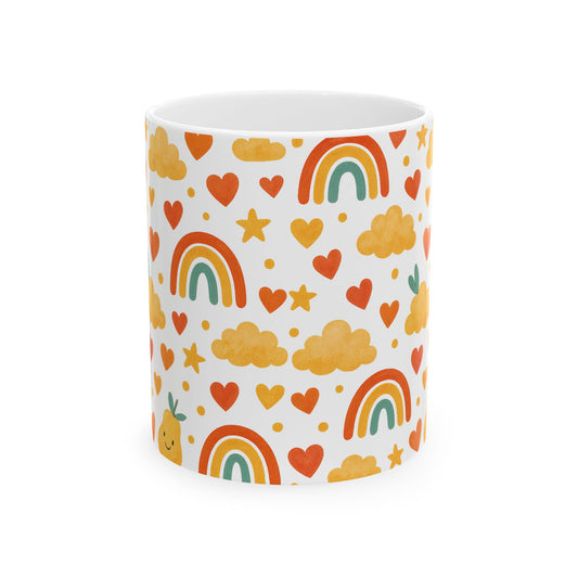Colorful Rainbow Ceramic Mug - Cheerful Gift for Coffee Lovers, Cute Kitchen Decor, Fun Tea Mug, Vibrant Homeware, Spring Celebrations