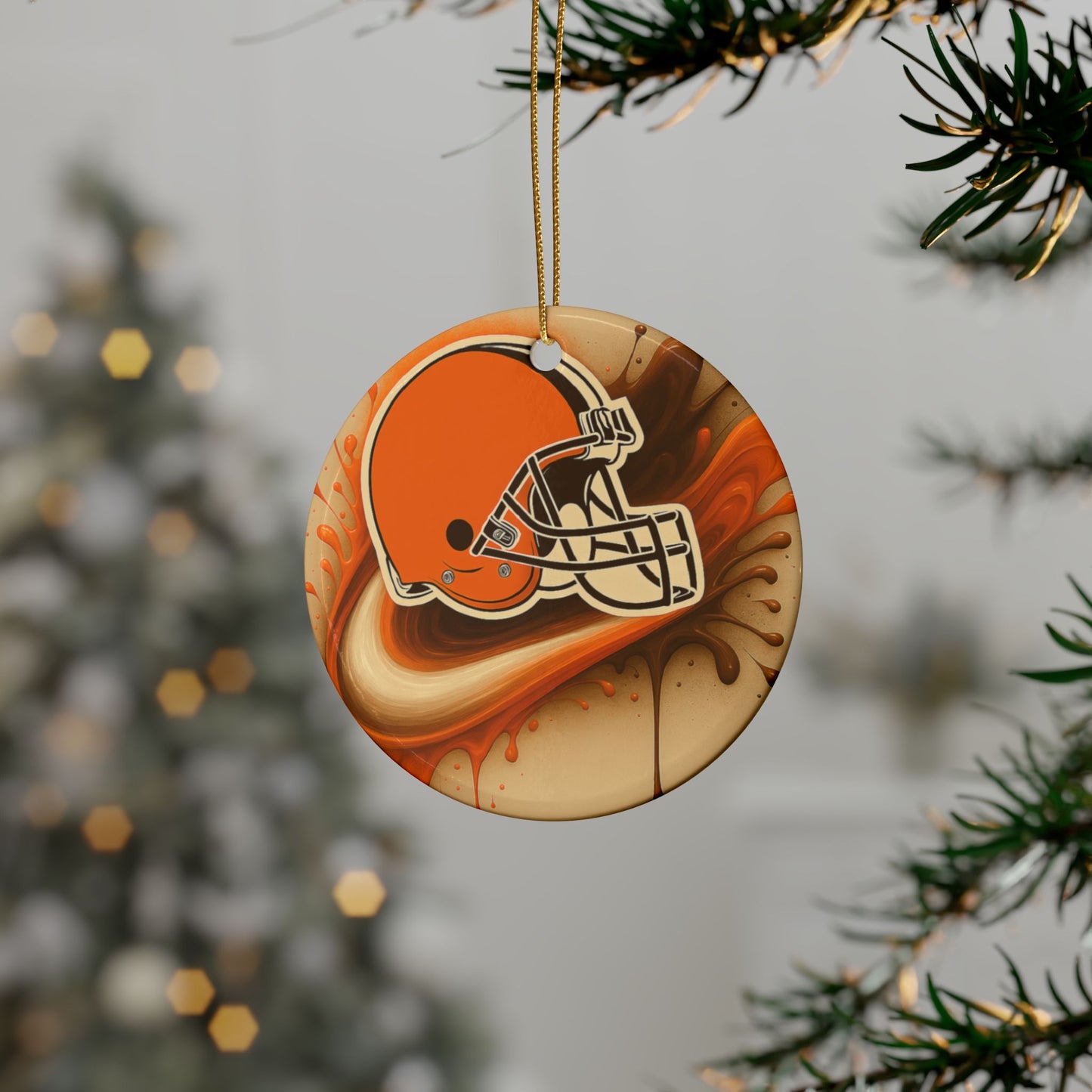 Cleveland Browns Ceramic Ornaments, Football Christmas Decor, Team Spirit Ornaments, Holiday Gifts for Fans, Sports Tree Decor