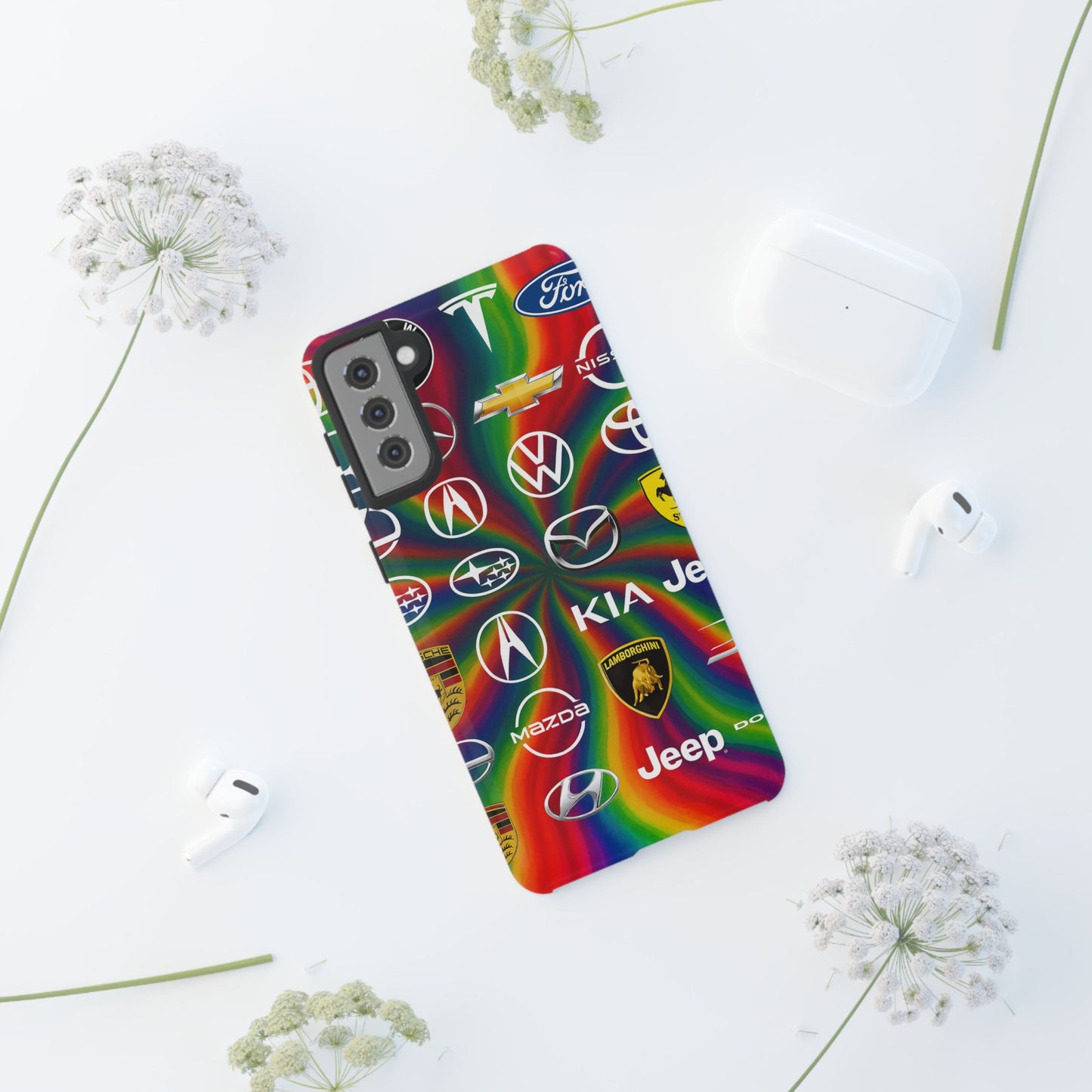 Colorful Car Logos Phone Case - Vibrant Tough Cases for Auto Enthusiasts, Unique Gift for Birthdays, Car Events, and Holidays