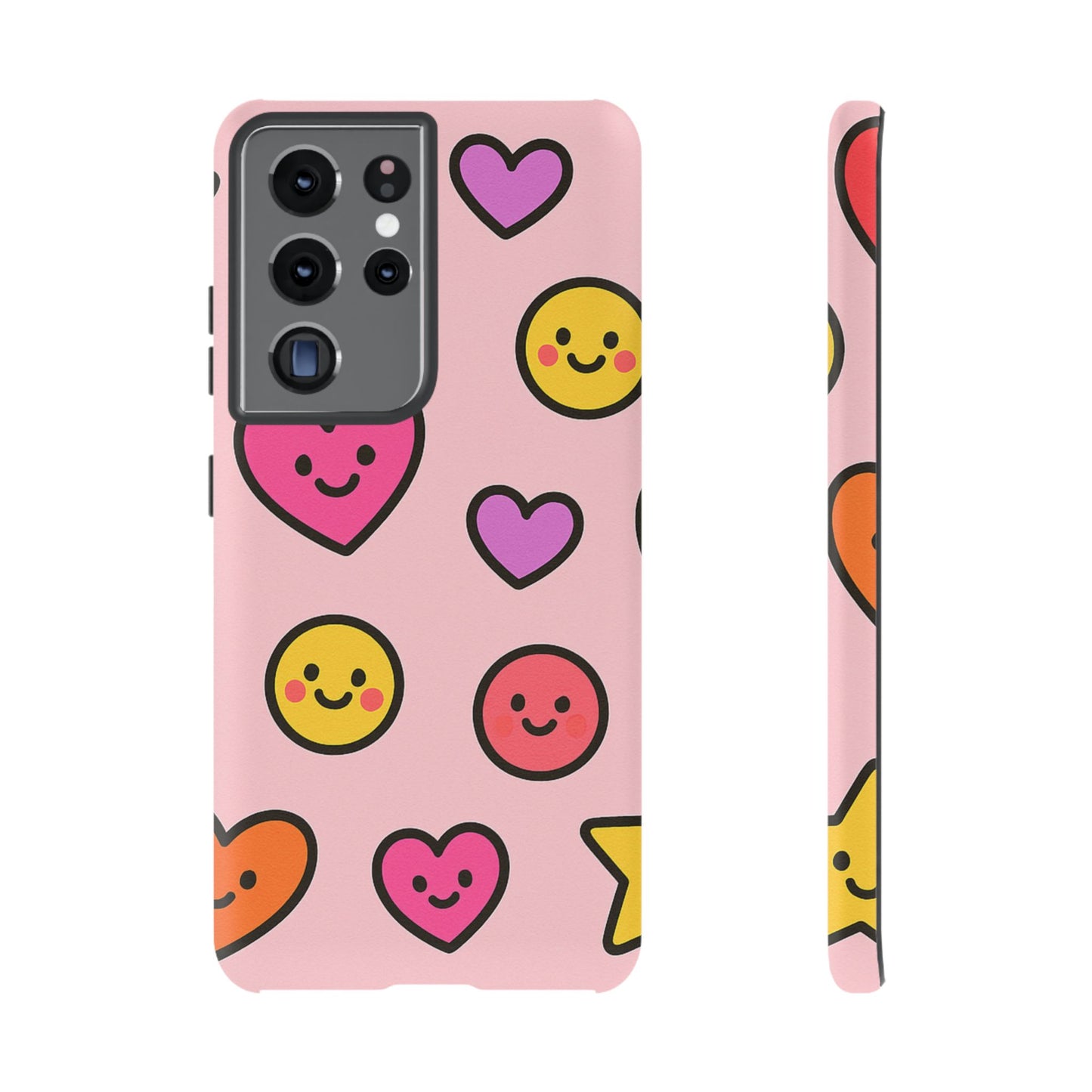 Cute Phone Case with Smiley Faces and Hearts, Fun Gift for Kids and Teens, Cellphone Protector, Birthday Present, Cute Accessories