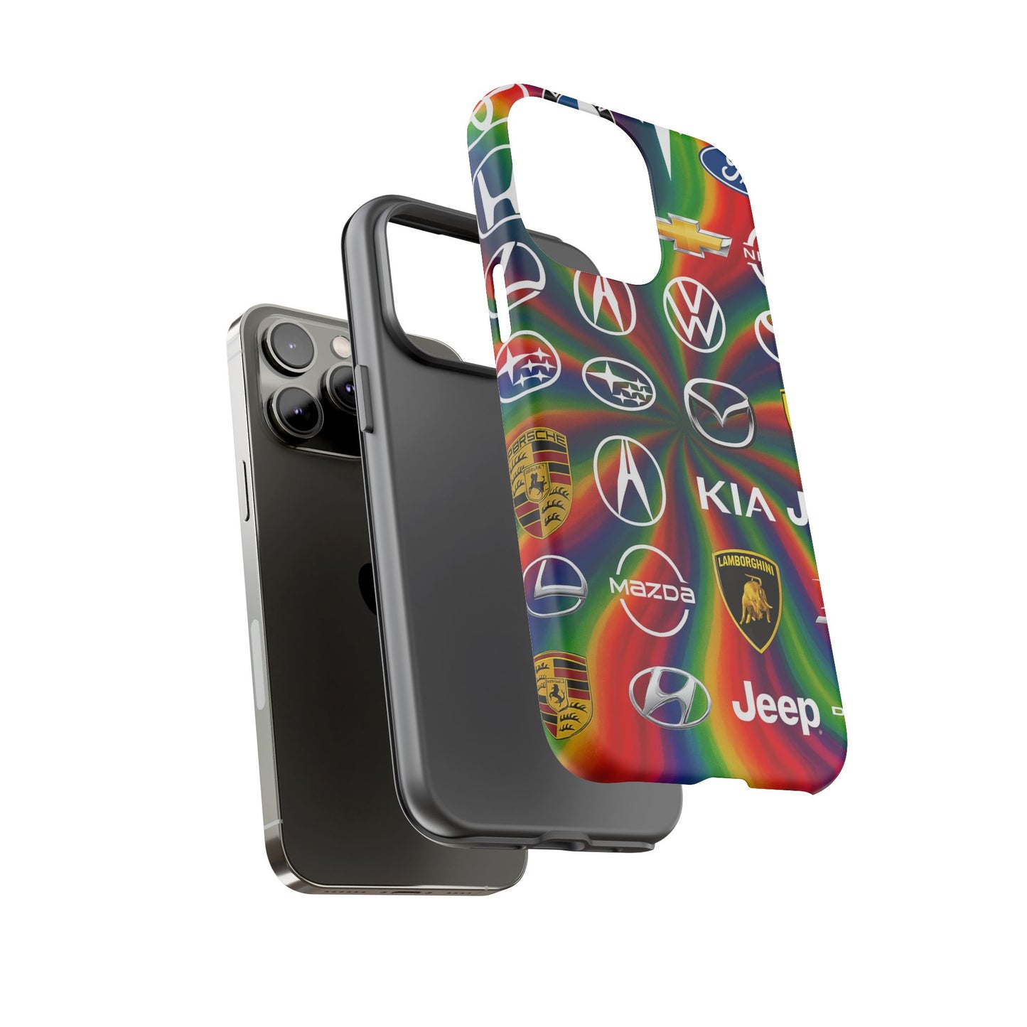Colorful Car Logos Phone Case - Vibrant Tough Cases for Auto Enthusiasts, Unique Gift for Birthdays, Car Events, and Holidays