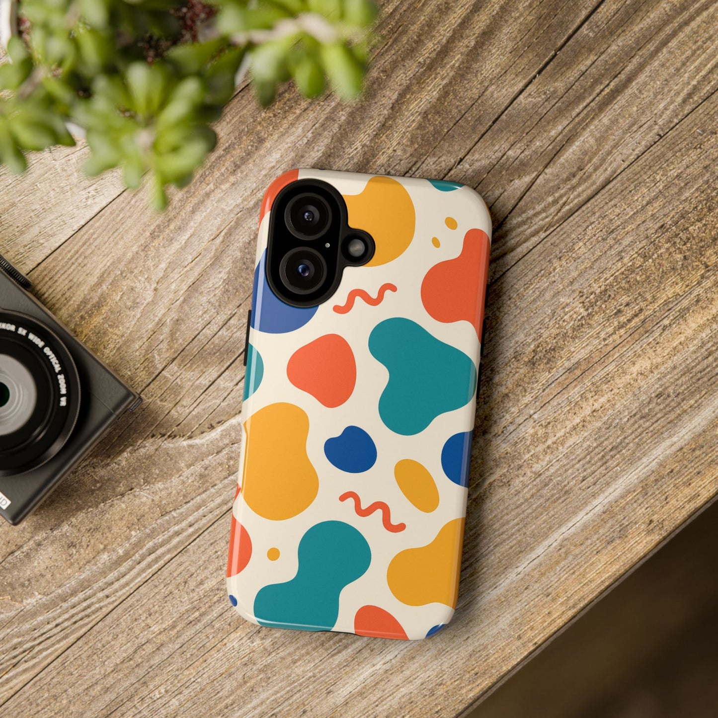 Colorful Phone Case with Abstract Design, Stylish Phone Cover, Trendy Tech Accessory for Her, Unique Gift Idea, Fun Patterned Case