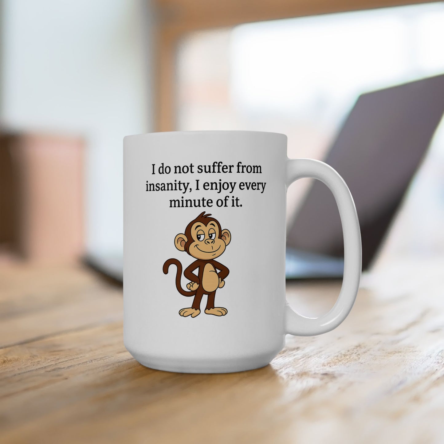 Funny Insanity Quote Ceramic Mug, Cute Animal Coffee Cup for Gift, Humor Mug for Birthdays, Snack and Coffee Lover's Delight