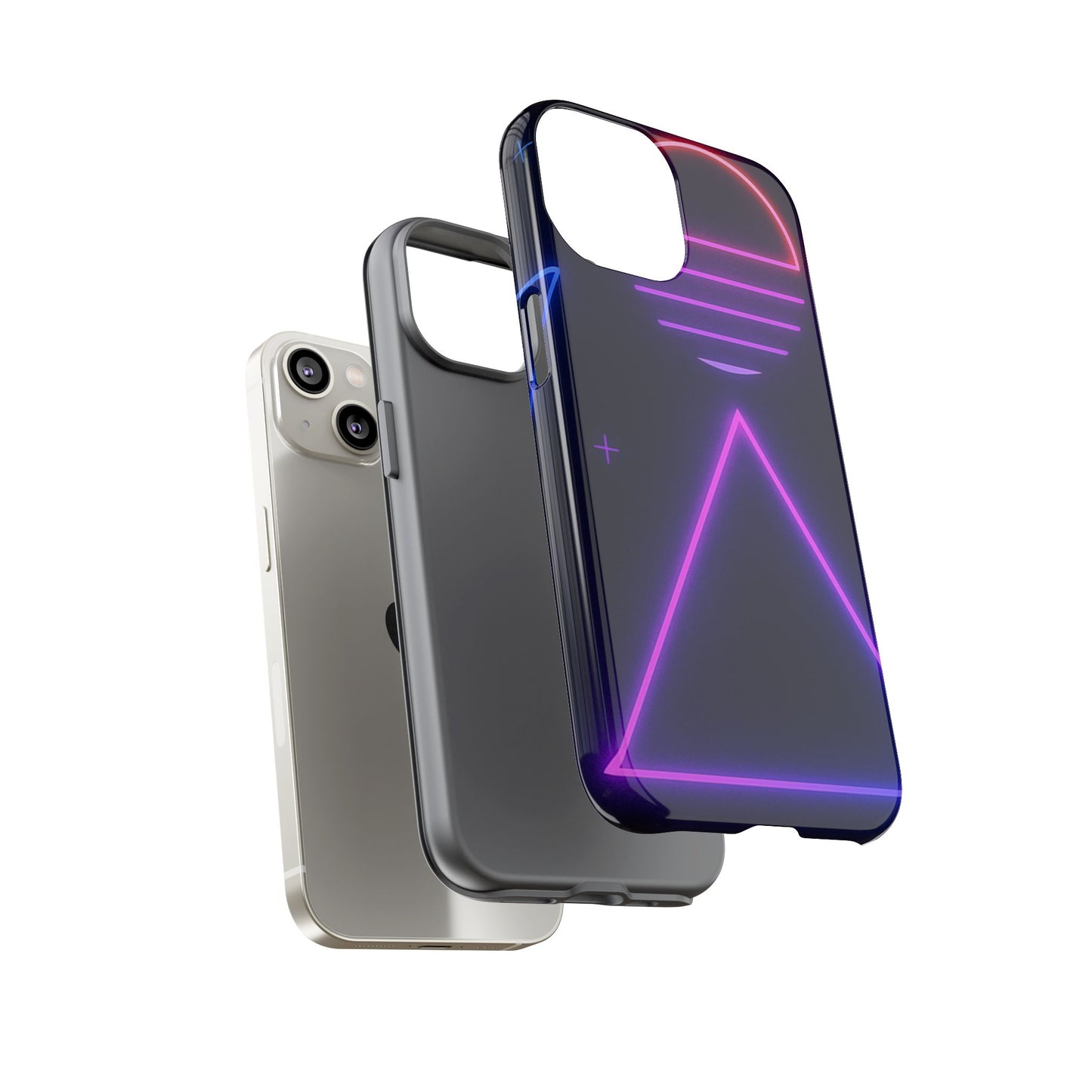 Retro Neon Phone Case, Tough Cases for iPhone, 80s Aesthetic Phone Cover, Abstract Neon Design, Gift for Tech Lovers