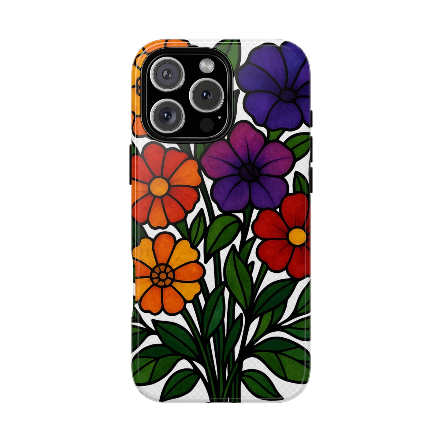 Floral Phone Case, Tough Cases with Colorful Flower Design, Gift for Flower Lovers, Summer Accessories, Trendy Phone Cover
