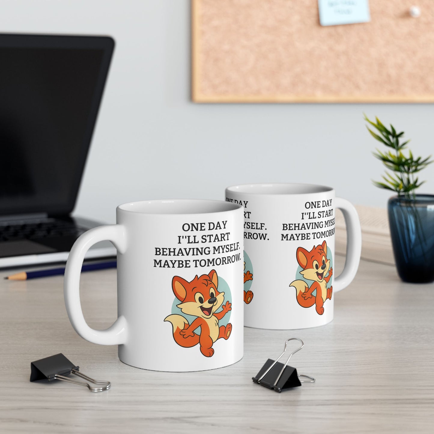 Whimsical Fox Ceramic Mug - Fun Quote, Gift for Animal Lovers, Unique Home Decor, Coffee Lover's Gift, Cute Kitchenware