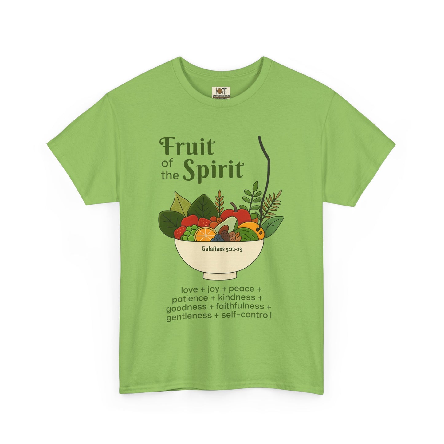 Spiritual Fruit Tee, Unisex Heavy Cotton Shirt, Motivational Gift for Christians, Faith Inspired Apparel, Kindness & Peace Shirt