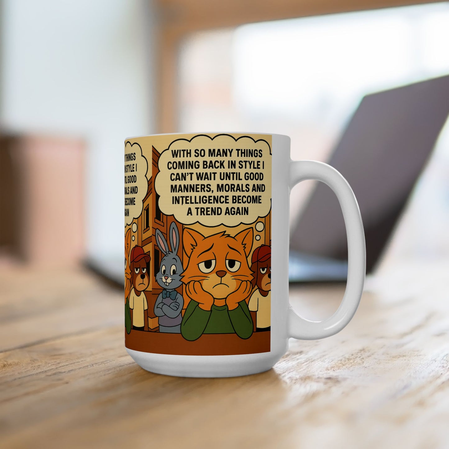Nostalgic Ceramic Mug, Retro Coffee Cup, Animal Character Drinkware, Gift for Friends, Humor Mug for Home or Office