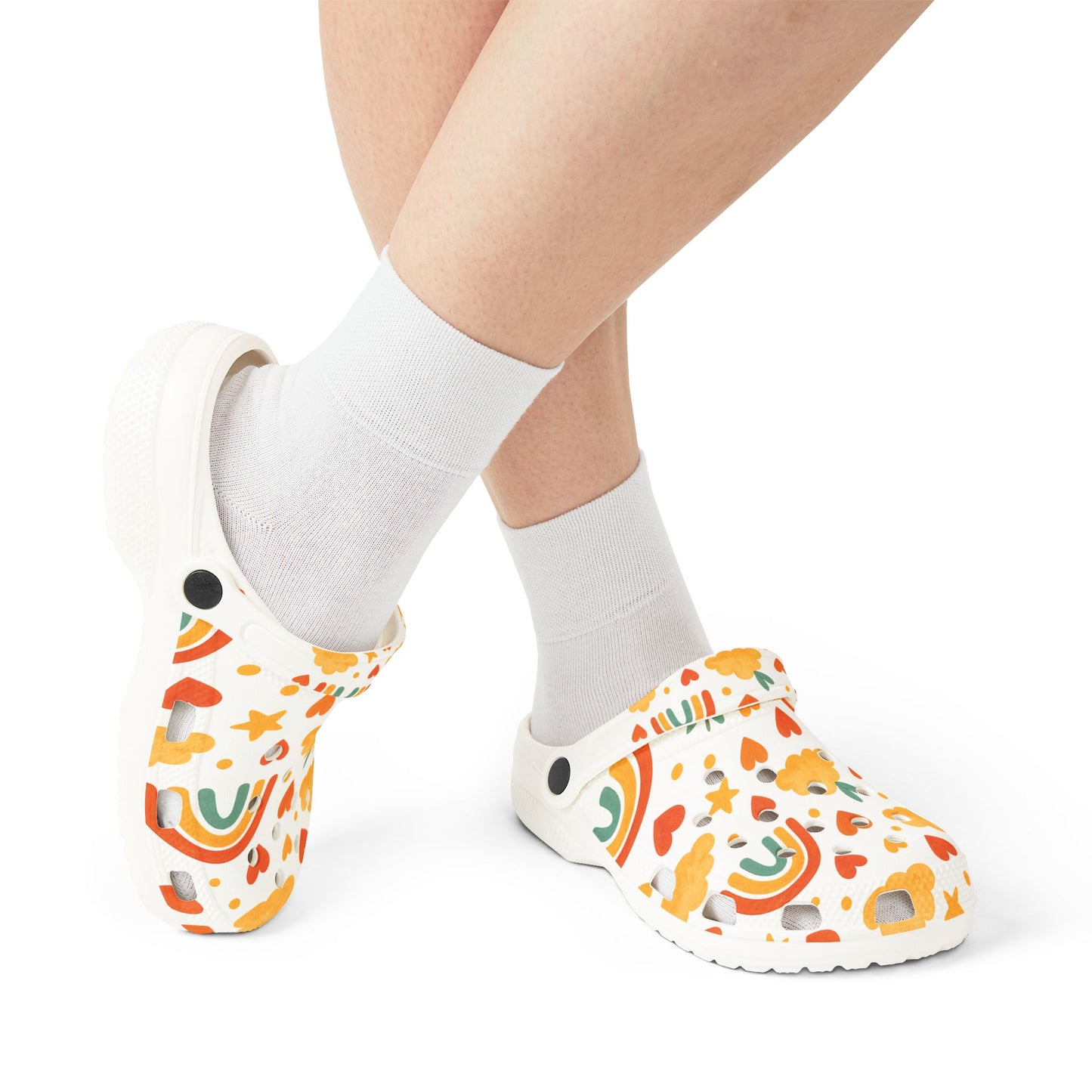 Vibrant EVA Foam Crocs – Fun Rainbow & Heart Design, Slip-On Comfort Shoes, Perfect for Summer Fun, Gardening, Holidays, Gifts
