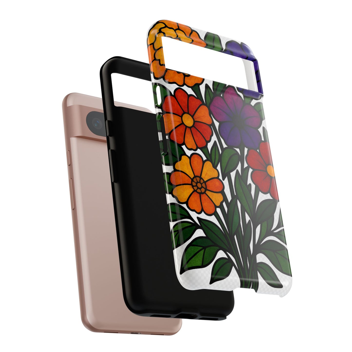 Floral Phone Case, Tough Cases with Colorful Flower Design, Gift for Flower Lovers, Summer Accessories, Trendy Phone Cover