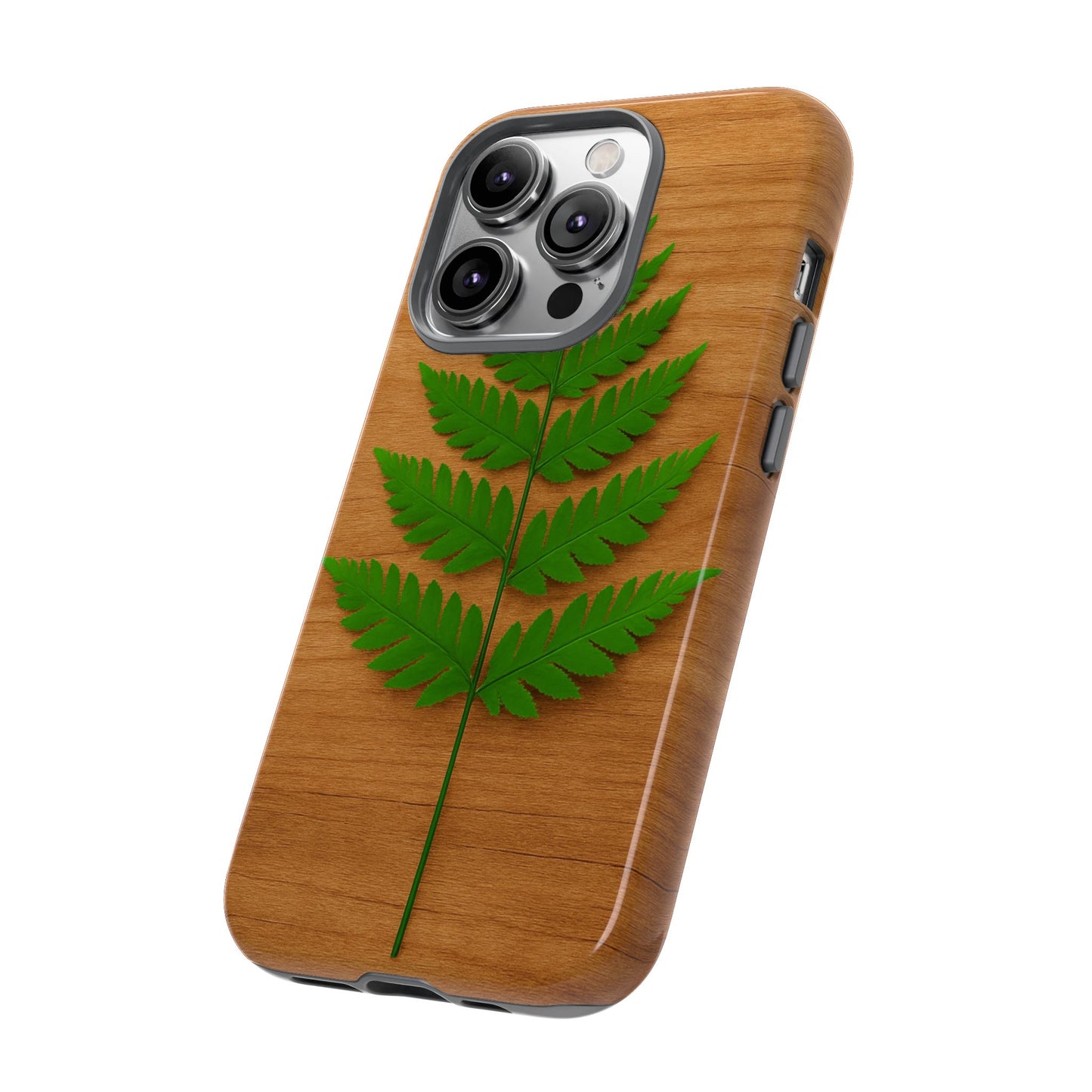 Wooden Fern Phone Case - Eco-Friendly Tough Cases for Nature Lovers, Unique Gift, Customizable Design, Nature-Themed Accessories