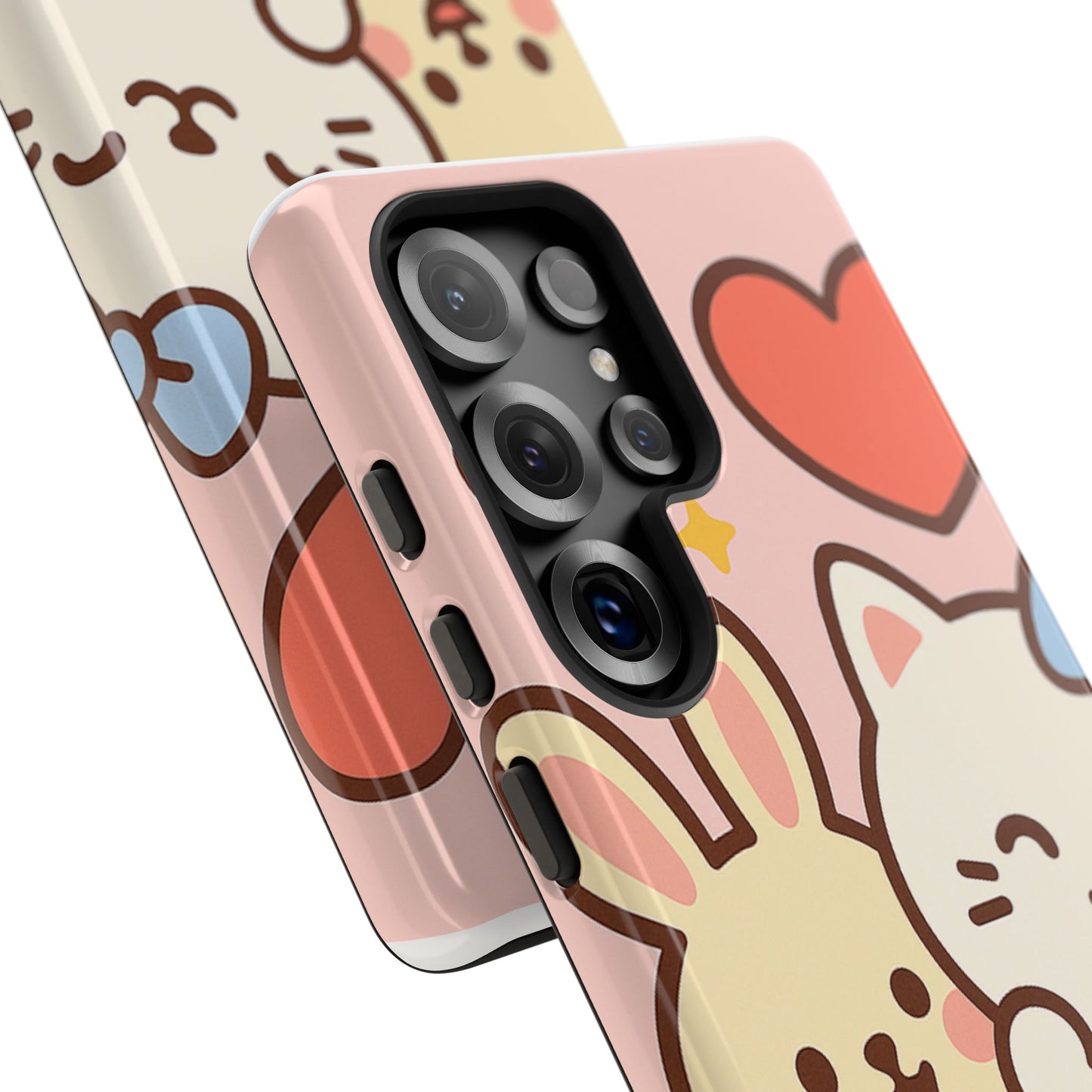 Cute Animal Phone Case -Tough Cases with Bunny and Cat Design, Kawaii Gift for Kids, Birthday, Everyday Use, Phone Accessories, teenage girl