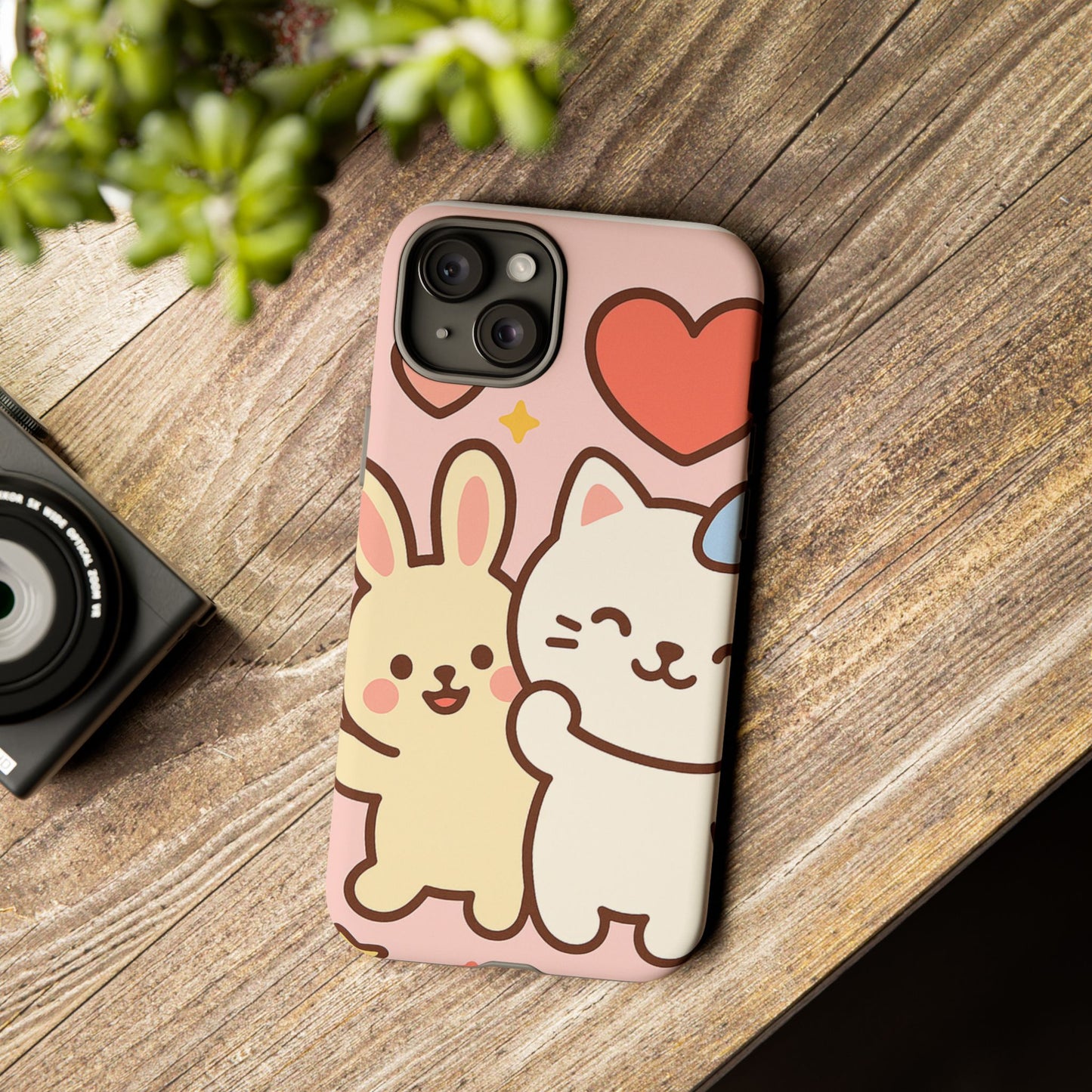 Cute Animal Phone Case -Tough Cases with Bunny and Cat Design, Kawaii Gift for Kids, Birthday, Everyday Use, Phone Accessories, teenage girl