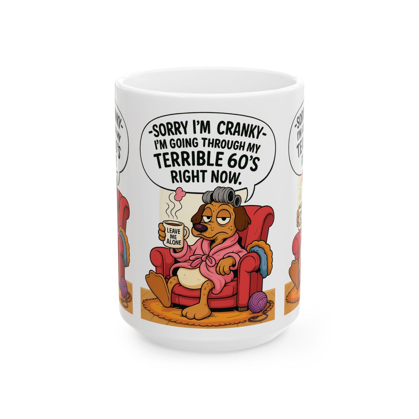 Terrible 60's Comic Mug - Funny Ceramic Coffee Cup, Dog Lover Gift, Quirky Birthday Present, Humor for Foodies, Sassy Kitchen Decor