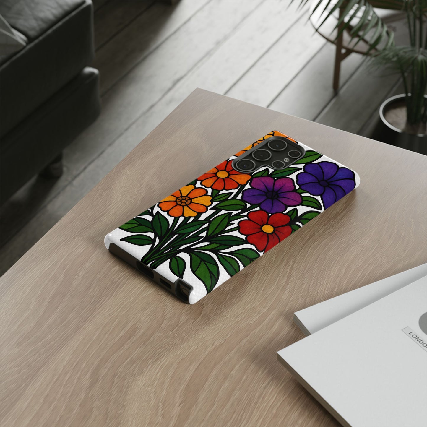 Floral Phone Case, Tough Cases with Colorful Flower Design, Gift for Flower Lovers, Summer Accessories, Trendy Phone Cover