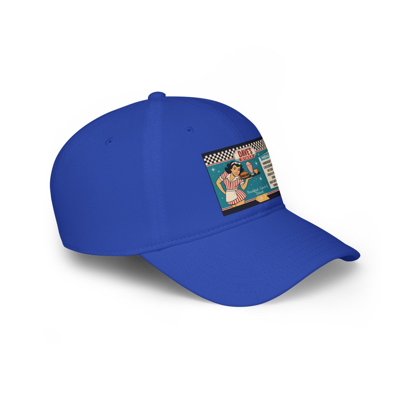 Retro Diner Low Profile Baseball Cap | Vintage Style Cap, Unisex Gift, Casual Headwear, Fun Accessory, Summer Vibes