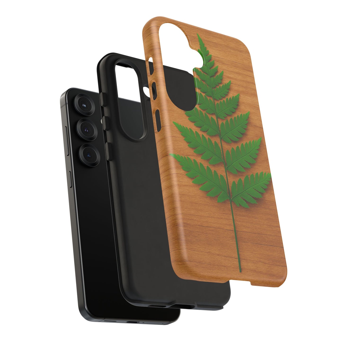 Wooden Fern Phone Case - Eco-Friendly Tough Cases for Nature Lovers, Unique Gift, Customizable Design, Nature-Themed Accessories