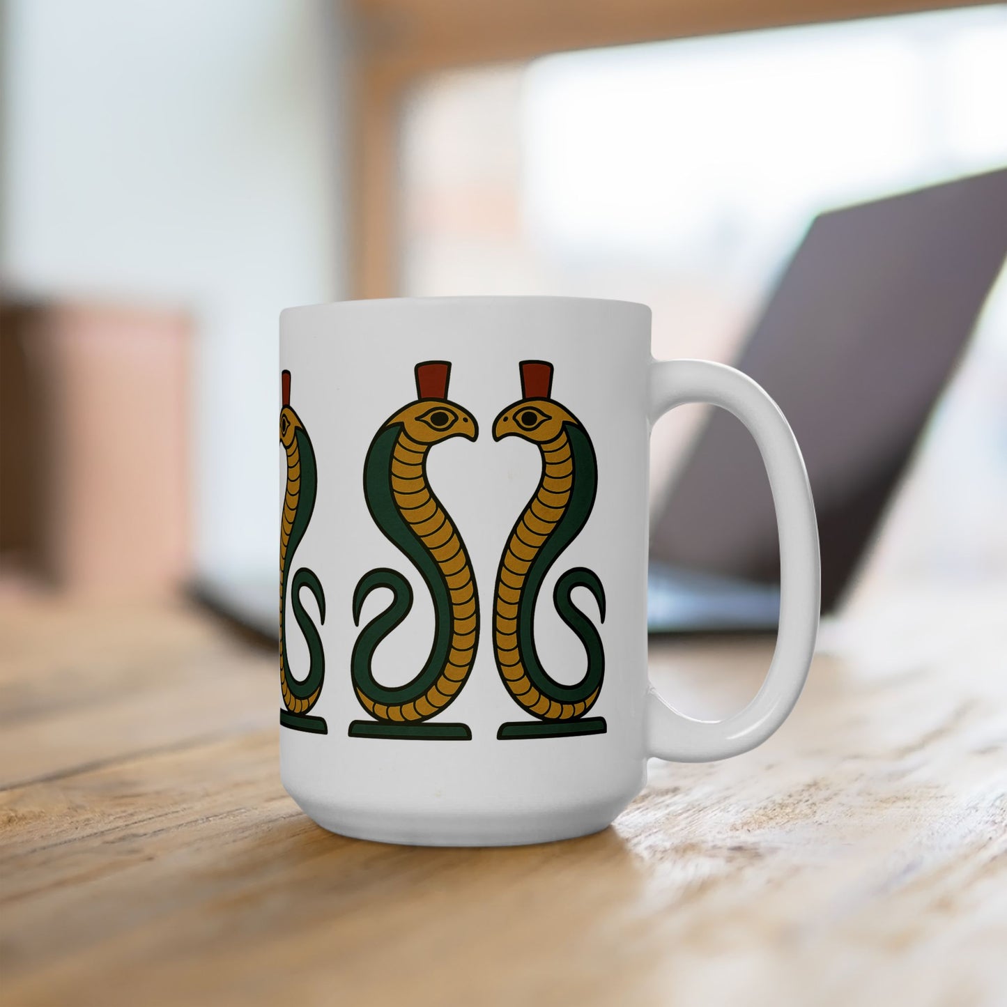 Unique Egyptian Cobra Ceramic Mug - Great for Coffee Lovers, Gift for Birthdays, Holidays, or Home Decor
